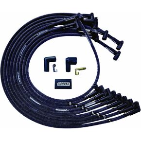 Moroso 51543 Ultra Series Black Sleeved Spark Plug Wires, Big Block Chevy, Under Header Routing, 90 Degree Plug Ends, HEI Distributor
