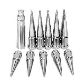 M12x1.5 صواميل العروة المدببة لسيارة تويوتا كامري هوندا سيفيك أكورد بولاريس تشيفي لكزس، 20 قطعة من الكروم 12 مم × 1.5 صواميل مسننة مع مقعد منتفخ مخروطي/مخروطي لعجلة ما بعد البيع مع مفتاح المقبس in Kuwait