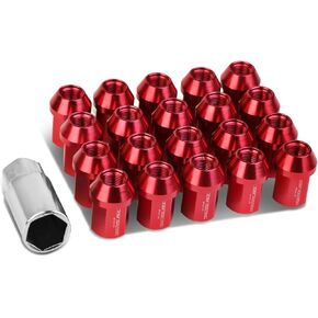 DNA MOTORING LN-ZTL-9018-125-BK 20Pcs M12 x 1.25 25mm OD/35mm Height Close End Lug Nuts w/Deep Drive Extension Adapter, Black