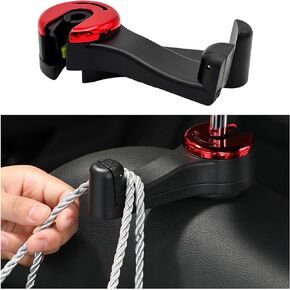 2 in 1 Car Headrest Hidden Hook, 360° Rotatable Automotive Seat Hook with Phone Holder, Multifunctional Vehicle Back Seat Hook Hanger for Phone, Purse, Cloth, Grocery (Black)
