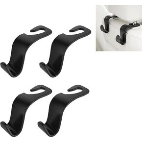 Car Seat Headrest Hook 4 Pack Auto Seat Hook Hangers Storage Organizer Interior Accessories for Purse Coats Umbrellas Grocery Bags Handbag