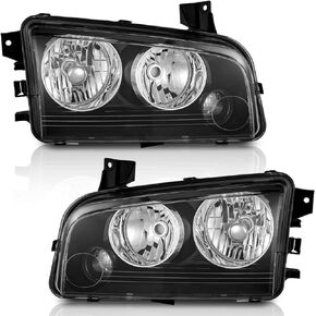 for 2006-2010 Dodge Charger Headlights Assembly, Headlamp Replacement for 06-10 Dodge Charger 4-Door Sedan Models Headlight Assemblies