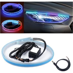 2PCS Car LED Lights with App Control,Cool Multi-Color RGB LED Strip Lights for Car Interior & Exterior,Multifunctional Car Ambient Lighting Kit Fits Headlights Daytime Running Lights