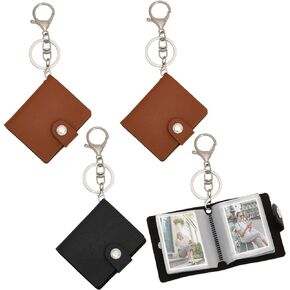 CHGCRAFT 4Pcs 2Colors 2Inch Mini Retro Photo Album with Stainless Steel Lobster Claw Clasps and Iron Key Rings for Family Friend Party Memory, Mixed Color