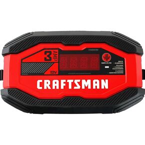 CRAFTSMAN CMXCESM260 3A 12V Fully Automatic Battery Charger and Maintainer – Compatible with Standard, AGM, Deep-Cycle and Lithium Batteries – Scrolling Digital Display – Quick-Connect Hook-up
