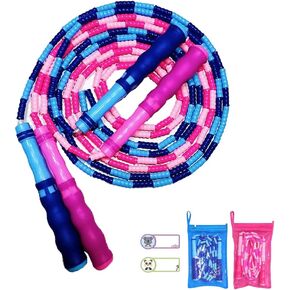 CJSDYY Fitness Jump Rope, 2 Pack Tangle Free Segmented Soft Bead Rope Skipping, Adjustable Length Skipping Rope , Advanced Skipping Rope for Kids, Women and Men Training, Workout and Weight Loss - 9.2 in Kuwait