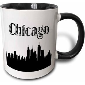 مج 3dRose Chicago City Skyline، 11 أونصة، أزرق