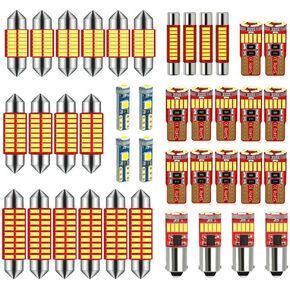 12V 31MM DE3175 36MM 6418 41MM 6411 T10 2825 BA9S 64111 T5 74 6615F 6612F LED bulb Combo Kit 6000K White for Car Truck Interiors Map Dome Trunk Cargo Door Courtesy License Plate Light 40-Pack