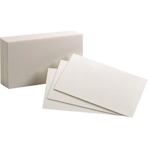 Oxford Blank Index Cards, 3" x 5", White, 100 Per Pack (40135)