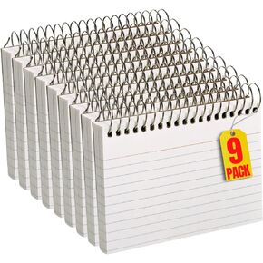 1InTheOffice Spiral Bound Index Cards 3x5 Ruled, Wirebound Index Cards, White, 50 Cards/Pack (9 Pack)