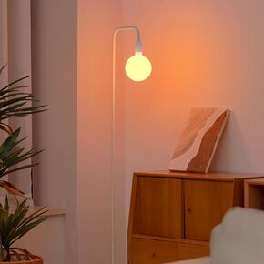 Floor Lamp for Living Room - Minimalist Industrial Standing Lamp with Modern LED Bulb, Globe Black Clear Glass 6", 1800K Warm Ambiant Lighting Decorative Tall Floor Lamp for Bedroom Office