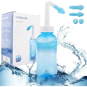 Nasal Wash Bottle Neti Pot Sinus Rinse 300ml Nose Wash Cleaner Sinus Rinse Bottle for Effective Nasal Irrigation Ideal for Adults and Kids BPA Free, Blue