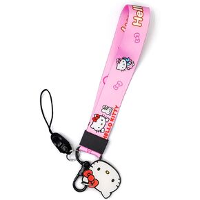 Hallo Kitty Wristlet Strap for Key, Hand Wrist Lanyard Key Chain Holder, Wristlet Keychain for Women and Men, Wrist Lanyard for Keys, Cute Pink Keychain