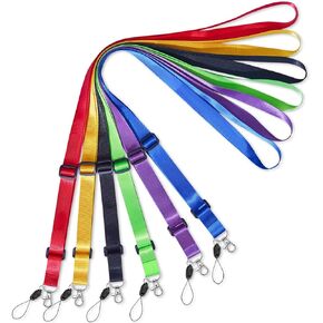 AMUU Lanyards Adjustable 6 Pack Lanyard with Retractable Badge Holder Extend Length Lanyards with Badge Reel Clips and Card Badge Holder id 6 Colors Cruise Black Lanyards Royal Blue