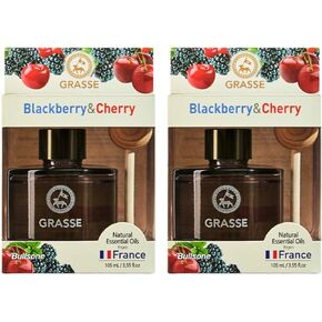 Bullsone Grasse Diffuser, Natural Car Air Fresheners, Luxury Car Perfume - Black Berry & Cherry Scent (2 Pack)
