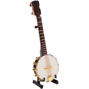 1/6 Scale Metal Banjo Musical Instrument with Storage Case
