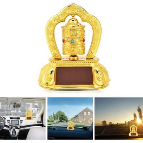 Tibetian Solar Prayer Wheel for Car Solar Energy Prayer Wheel for Car Househol Tibetan Tibet Buddhist Solar Prayer Energy Spinning Wheel for Ceremonial Auspicious Items Car Interior Deco ion