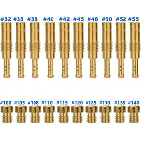 20 Pieces Carburetor Main Jet Kit, 10Pcs Slow Pilot Jets and 10PCS Carburetor Main Jets for PWK Keihin OKO CVK KOSO PE PWM