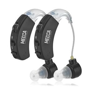 Behind the Ear Sound Amplifier - BTE Hearing Ear Amplification Device and Digital Sound Enhancer PSAD for the Hard of Hearing, Noise Reducing Feature, Black, By MEDca