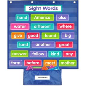 Mewise Standard Pocket Chart Plus Small Storage Bag for Classroom & Homeschool Teaching Supplies,Durable Pocket Chart for Sight Words,Daily Schedule,Sentence Strips, Class Activities (Blue)