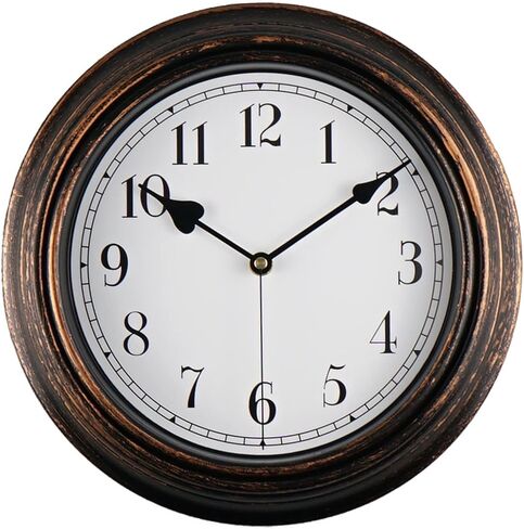 Retro Wall Clock, 10 Inch Vintage Silent Non Ticking Classic Clocks, Easy to Read, Quality Quartz Clock Battery Operated, Decorative Bedroom, Kitchen in Saudi Arabia