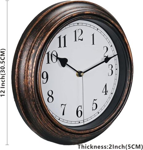 Retro Wall Clock, 10 Inch Vintage Silent Non Ticking Classic Clocks, Easy to Read, Quality Quartz Clock Battery Operated, Decorative Bedroom, Kitchen in Saudi Arabia