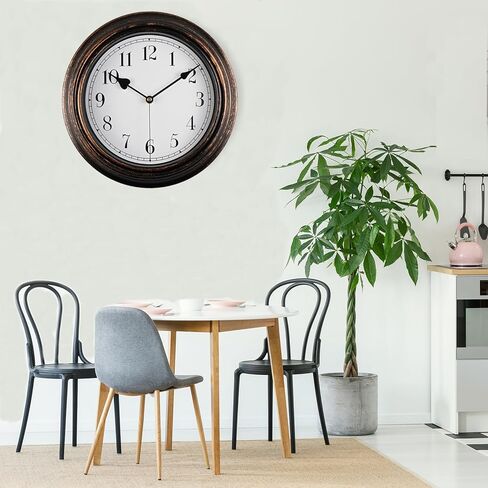 Retro Wall Clock, 10 Inch Vintage Silent Non Ticking Classic Clocks, Easy to Read, Quality Quartz Clock Battery Operated, Decorative Bedroom, Kitchen in Saudi Arabia