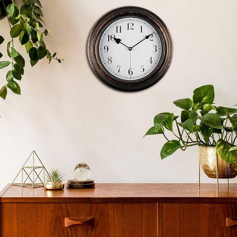 Retro Wall Clock, 10 Inch Vintage Silent Non Ticking Classic Clocks, Easy to Read, Quality Quartz Clock Battery Operated, Decorative Bedroom, Kitchen in Saudi Arabia