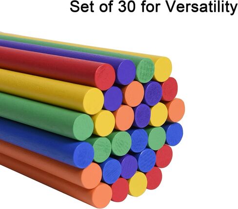 30 Pieces Rhythm Sticks for Kids Bulk, 12 Inch Wood Music Lummi Stick (Natural Color) in Saudi Arabia