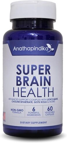مكمل دعم Anathapindika Super Brain Health 6 في 1، الذاكرة، التركيز والوضوح، فطر عرف الأسد، غوتو كولا، الكولين، الشمندر والمزيد! in Saudi Arabia