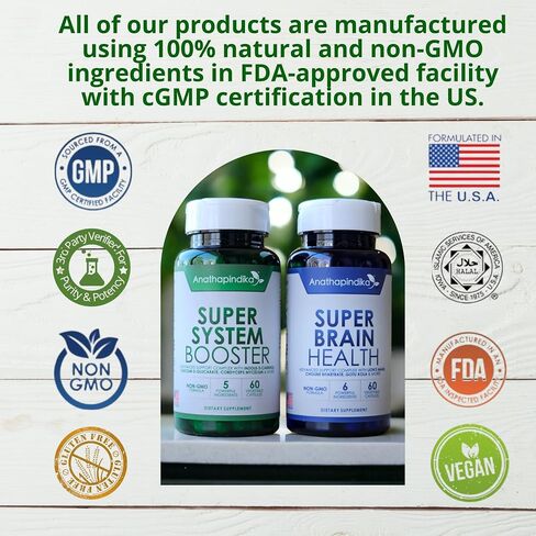 مكمل دعم Anathapindika Super Brain Health 6 في 1، الذاكرة، التركيز والوضوح، فطر عرف الأسد، غوتو كولا، الكولين، الشمندر والمزيد! in Saudi Arabia