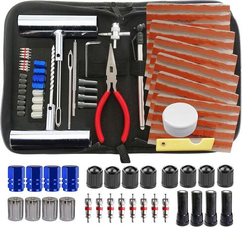 Tire Repair Kit, 68pcs Heavy Duty Tire Plug Kit, Universal Tire Repair Tools Flat Tire Puncture Repair for Car, Motorcycle, Truck, SUV, RV, ATV, Tractor, Trailer Fix Punctures and Plug Flats Patch Kit in Saudi Arabia