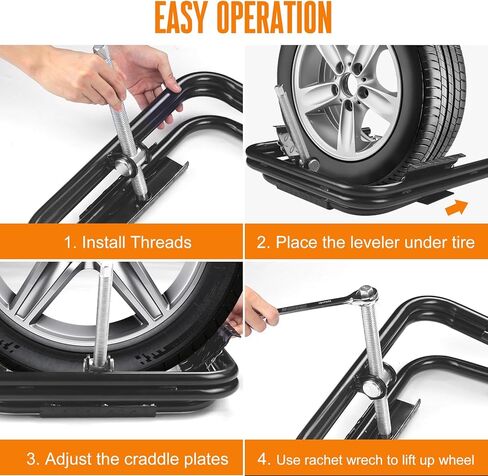 BOYISEN RV/Camper Tire Leveler - نظام تسوية إطارات المقطورة الخفيفة مع مفتاح ربط السقاطة، ألواح مهد الإطارات الدوارة المضادة للانزلاق تناسب حجم العجلة 13 بوصة و14 بوصة و15 بوصة، ودعم 3,000-3,500 رطل in Kuwait