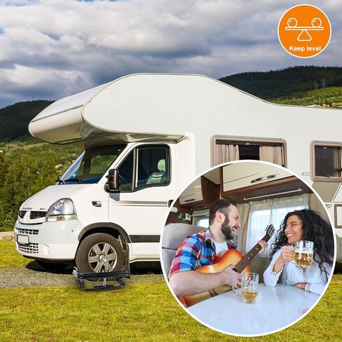 BOYISEN RV/Camper Tire Leveler - نظام تسوية إطارات المقطورة الخفيفة مع مفتاح ربط السقاطة، ألواح مهد الإطارات الدوارة المضادة للانزلاق تناسب حجم العجلة 13 بوصة و14 بوصة و15 بوصة، ودعم 3,000-3,500 رطل in Kuwait