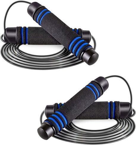 JBM 2 Pieces Jump Rope Weighted Adjustable Skipping Rope for Cardio Crossfit Boxing Fitness, Speed Rope to Lose Weight, Jumping Rope for Women, Men & Kids of All Heights and Skill Levels in Saudi Arabia