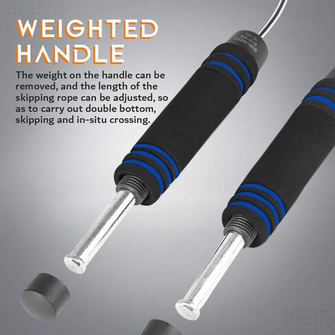 JBM 2 Pieces Jump Rope Weighted Adjustable Skipping Rope for Cardio Crossfit Boxing Fitness, Speed Rope to Lose Weight, Jumping Rope for Women, Men & Kids of All Heights and Skill Levels in Saudi Arabia