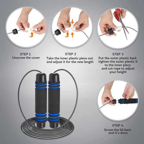 JBM 2 Pieces Jump Rope Weighted Adjustable Skipping Rope for Cardio Crossfit Boxing Fitness, Speed Rope to Lose Weight, Jumping Rope for Women, Men & Kids of All Heights and Skill Levels in Saudi Arabia