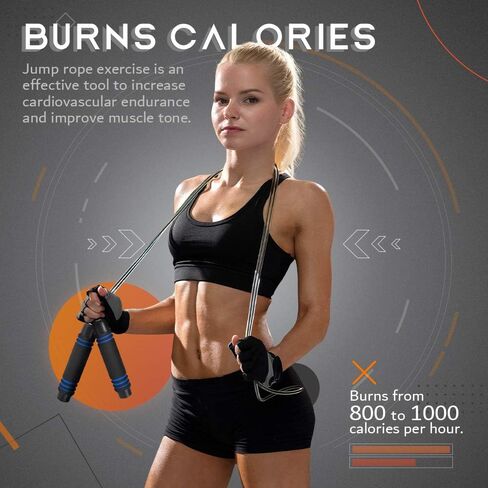 JBM 2 Pieces Jump Rope Weighted Adjustable Skipping Rope for Cardio Crossfit Boxing Fitness, Speed Rope to Lose Weight, Jumping Rope for Women, Men & Kids of All Heights and Skill Levels in Saudi Arabia