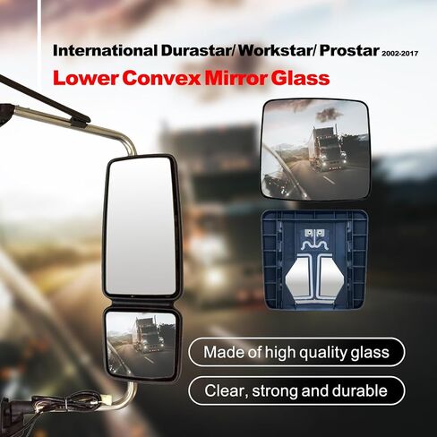 زجاج مرآة بديل لـ 2002-2017 International Durastar Workstar Prostar، محدب، ساخن، عاكس للغاية، جانب السائق/الراكب in Saudi Arabia