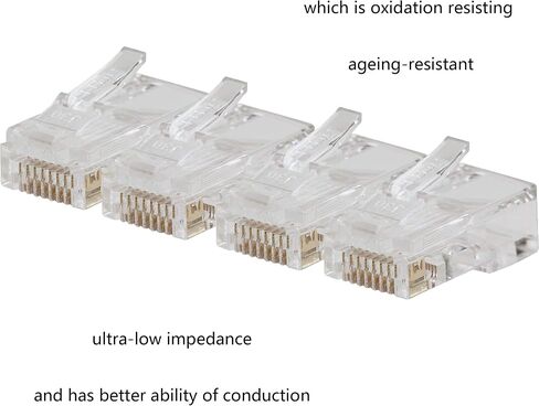 100 Pcs RJ45 Connector Ethernet Cable Plug Cat6 Cat5 Cat5e RJ45 Jack Network 8p8c Unshielded Modular Data Plug (Transparent) in Saudi Arabia