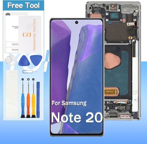 Screen Replacement for Samsung Galaxy Note 20 5G /Note 20 4G SM-N981U, SM-N981A, SM-N981W, SM-N980 6.7" (OLED) LCD Display Digitizer Touch Assembly Repair.(Black with Frame) in Kuwait