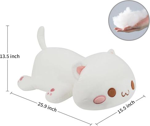 لطيف طويل القط أفخم kawaii 19.6 "وسادة الجسم القط الحيوانات المحشوة لينة Plushies محبوب القطن هريرة النوم وسادة محشوة أفخم دمية لعبة هدية للأطفال صديقة (الوردي) in Kuwait