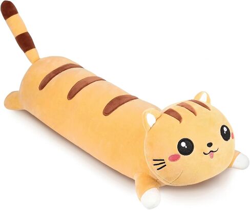 لطيف طويل القط أفخم kawaii 19.6 "وسادة الجسم القط الحيوانات المحشوة لينة Plushies محبوب القطن هريرة النوم وسادة محشوة أفخم دمية لعبة هدية للأطفال صديقة (الوردي) in Kuwait