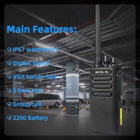 Retevis RT81 Waterproof DMR Radios,IP67,Walkie Talkies with Mic,Group Call,2200mAh,Long Range Two Way Radio for Construction Manufacture(4 Pack) in Saudi Arabia