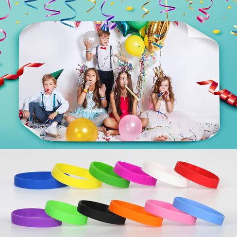 50PCS Silicone Bracelets Wristbands for kids,Blank Rubber Wristbands Elastic Universal Bracelets Rubber Wholesale Bracelet bands bulk Red in Kuwait