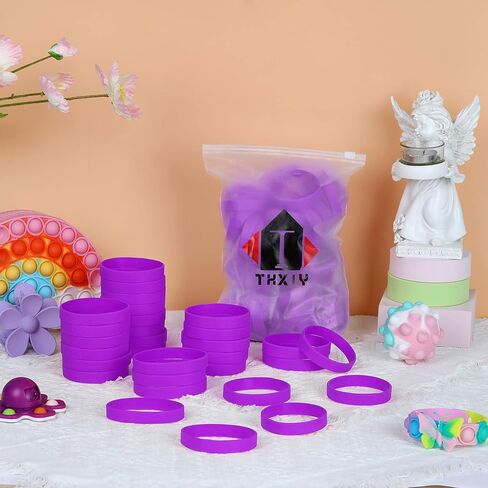 50PCS Silicone Bracelets Wristbands for kids,Blank Rubber Wristbands Elastic Universal Bracelets Rubber Wholesale Bracelet bands bulk Red in Kuwait