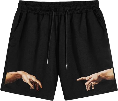 GORGLITTER Men's Summer Graphic Workout Shorts Drawstring Waist Running Shorts with Pockets in Saudi Arabia