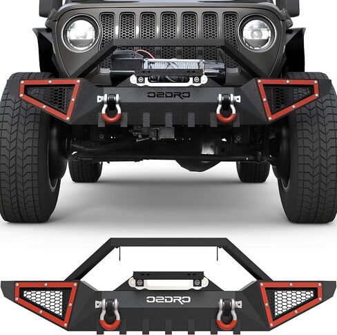 OEDRO Front and Rear Bumper Fit on 2018-2024 Jeep Wrangler JL & Unlimited JLU (2/4 Doors) Rock Crawler Off-Road Bumper w/Winch Plate Mounting & D-Rings & Hitch Receiver in Saudi Arabia