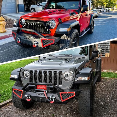 OEDRO Front and Rear Bumper Fit on 2018-2024 Jeep Wrangler JL & Unlimited JLU (2/4 Doors) Rock Crawler Off-Road Bumper w/Winch Plate Mounting & D-Rings & Hitch Receiver in Saudi Arabia