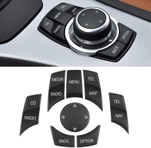 Jaronx Compatible with BMW Multimedia Knob Button Cover | Multimedia iDrive Controller Knob Button Cover for 5'F10 F11/6'F12 F13/7'F01 F02/X3 F25 in Kuwait